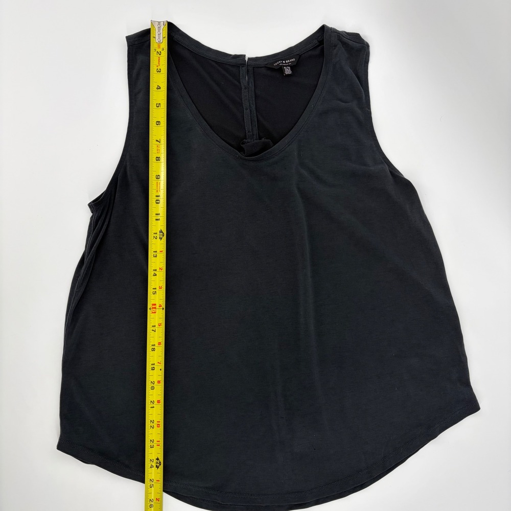 Lucky Brand Tank Top Womens XL Char Black Elevated Button Detail Casual Boho - Picture 6 of 8